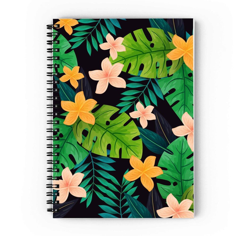 Green Floral Spiral Notebook