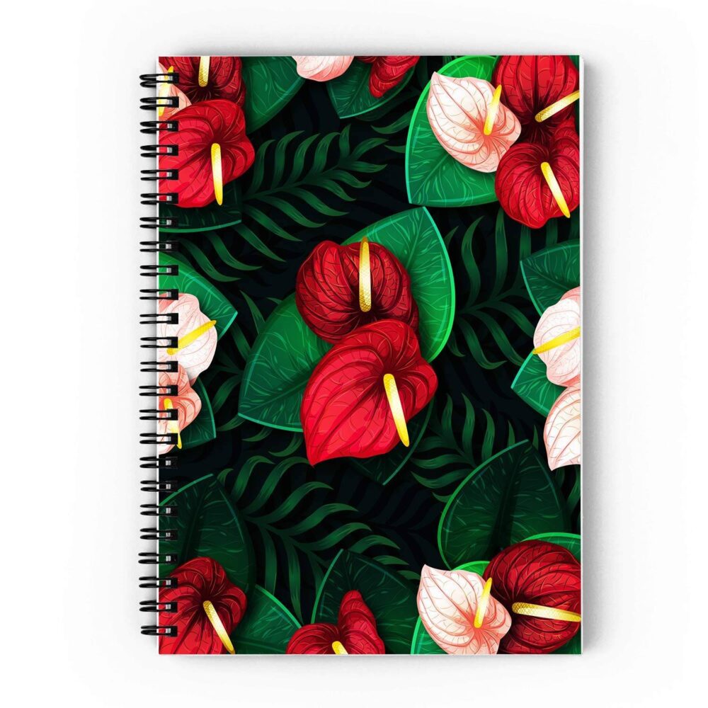 Red Floral Spiral Notebook