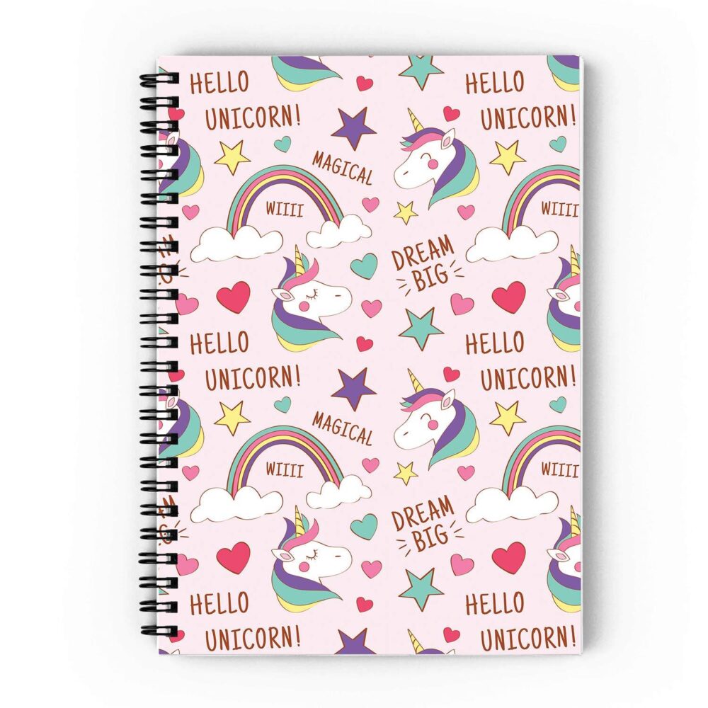 Hello Unicorn Pattern Spiral Notebook