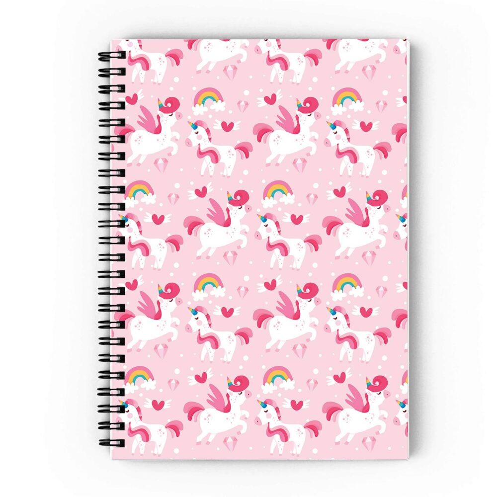 Pink Unicorn Pattern Spiral Notebook